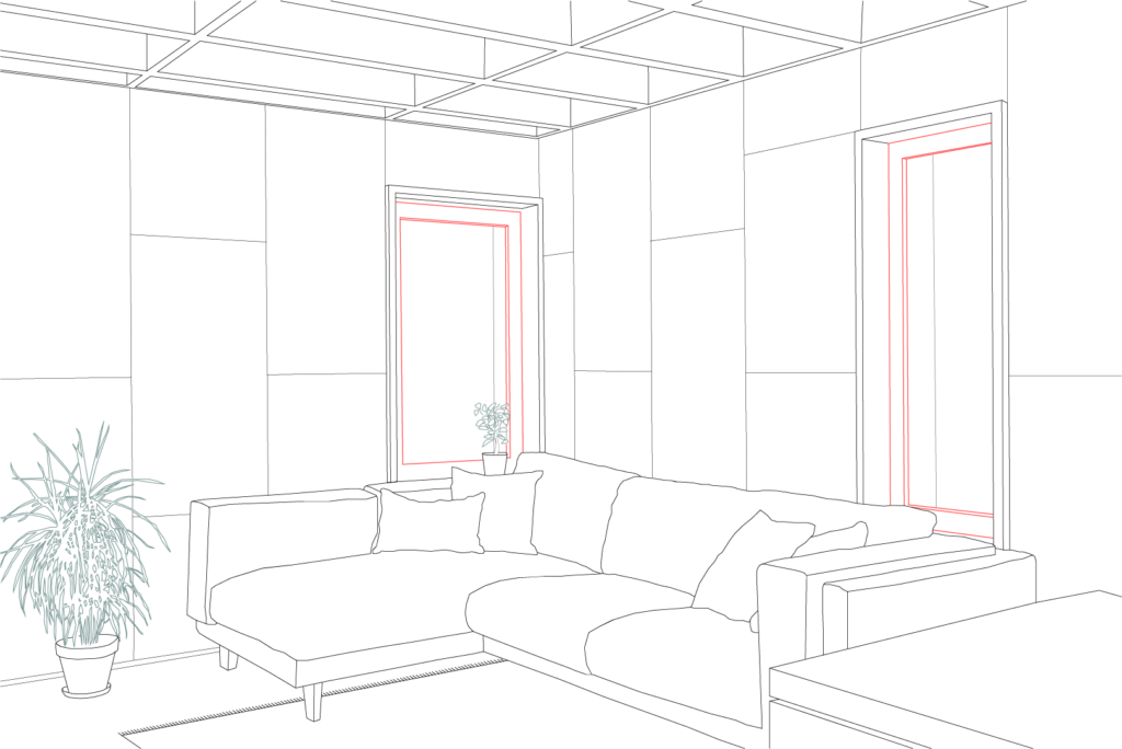 U-Build is a revolutionary self-build system for making beautiful spaces. This is a line drawing of 'Box House', as featured on Grand Designs TV show