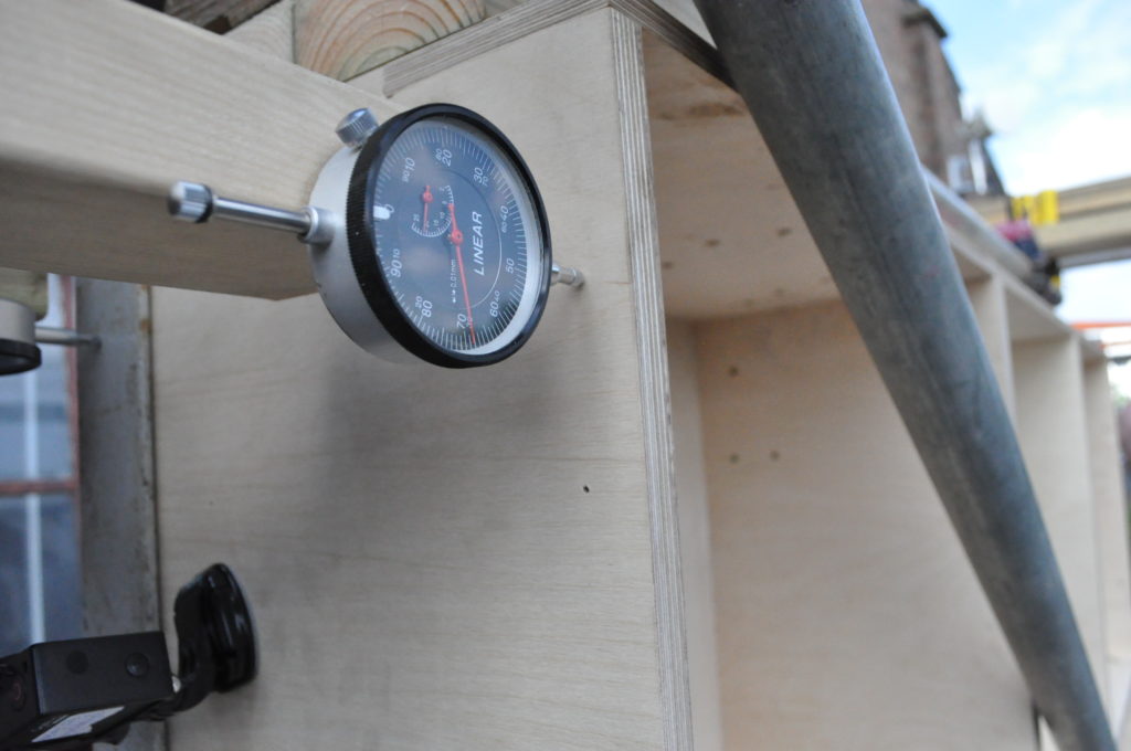 U-Build is a self build system developed in London, UK. This is a picture of a structural load test carried out to test the system's strength. The Test rig was designed by Structure Workshop in collaboration with Studio Bark